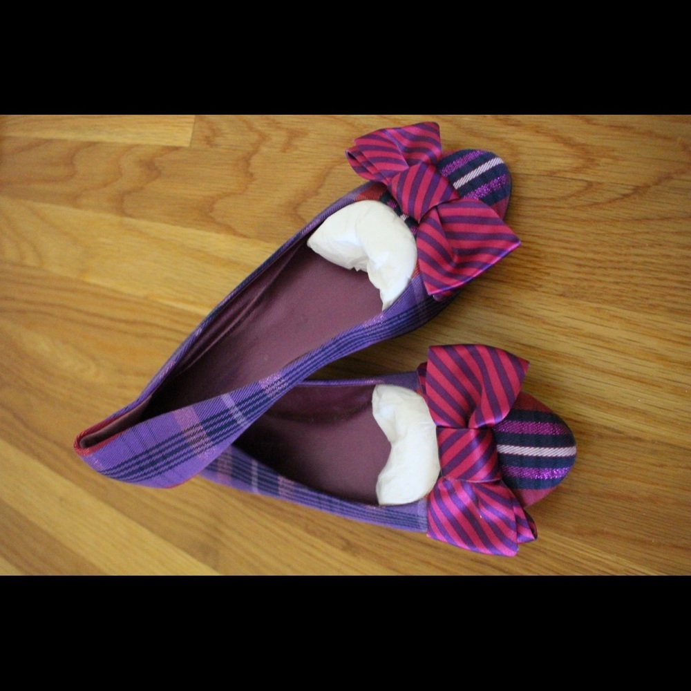 Coach Poppy Purple Plaid Flats